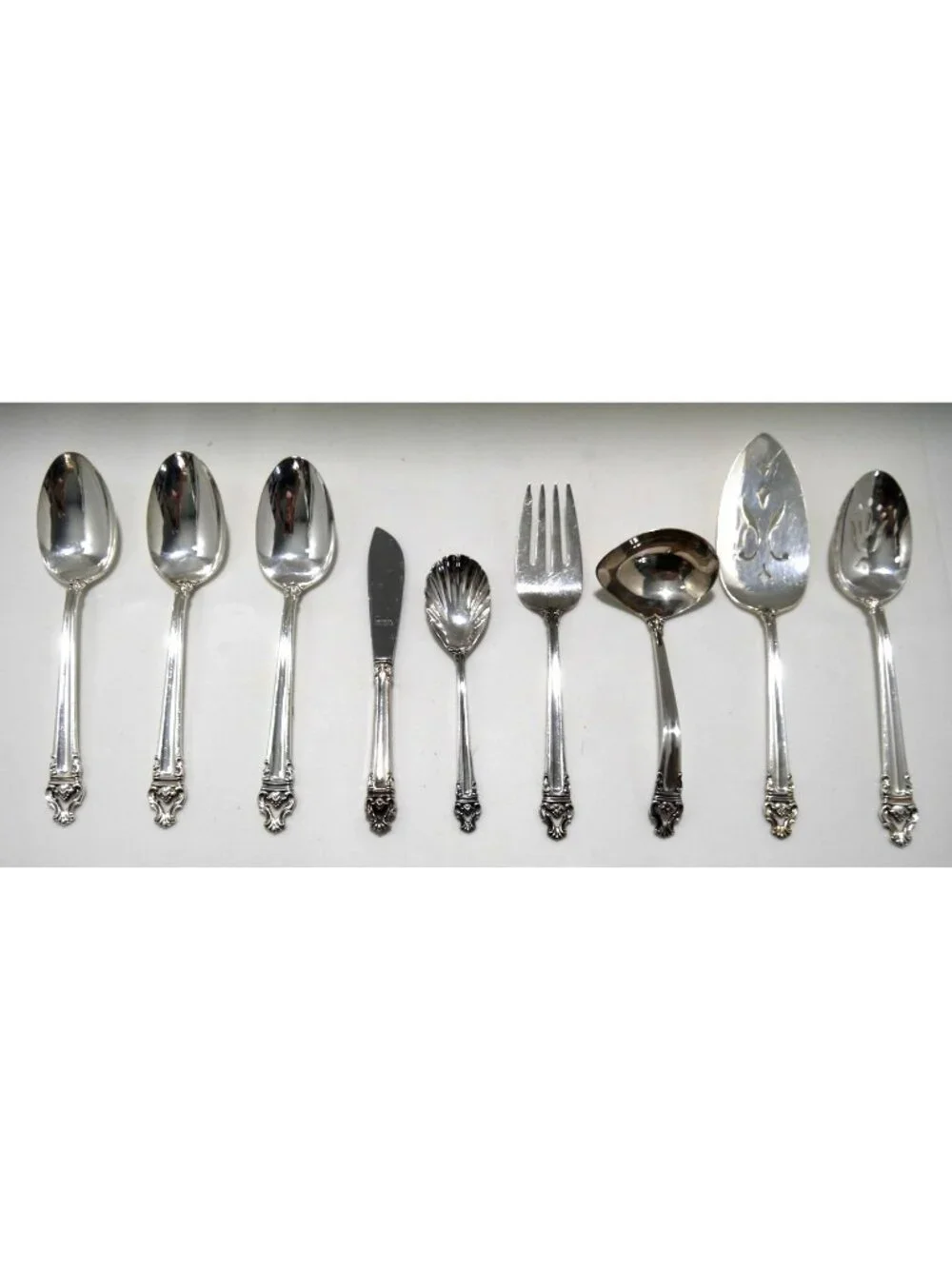 Vintage Reed & Barton Emperor silverplate set of 9 Serving Set spoons 1969-1970